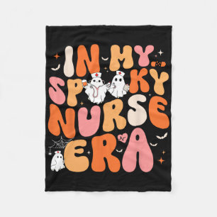 Groovy In My Spooky Nurse Era Halloween Nursing  Fleece Blanket