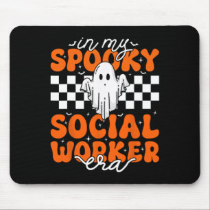 Groovy In My Spooky Social Worker Era Cute Ghost H Mouse Mat