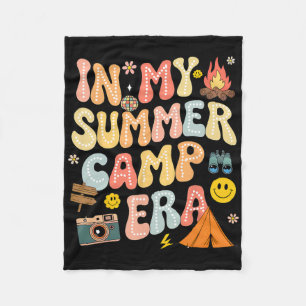 Groovy In My Summer Camp Era Camping Crew Last Day Fleece Blanket