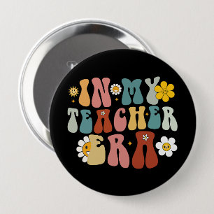 Groovy In My Teacher Era Back to School Teacher  10 Cm Round Badge