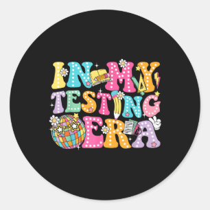 Groovy In My Testing Era Testing Day Teacher Boy G Classic Round Sticker