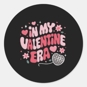 Groovy In My Valentine Era Cute Valentine's Day Gi Classic Round Sticker
