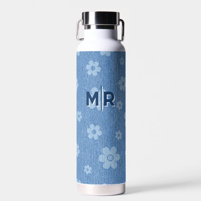 Groovy Indigo Bloom Water Bottle (Front)