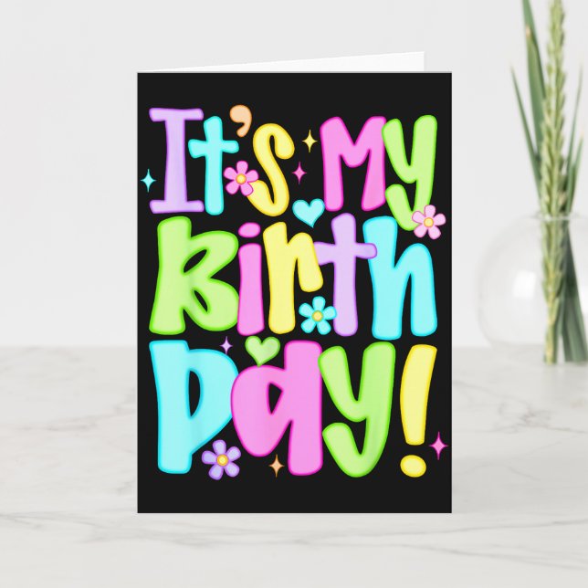 Groovy Its My Birthday Retro Women Teens Kids Girl Card (Front)