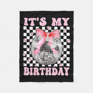 Groovy It's My Birthday Teens Girls Disco Ball Coq Fleece Blanket