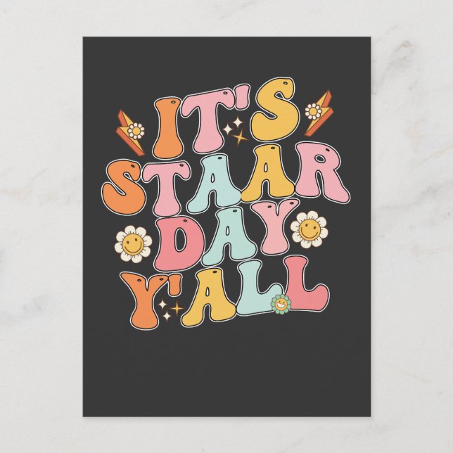 Groovy Its Staar Day Test Testing Day Invitation Postcard (Front)