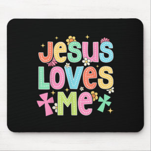 Groovy Jesus Loves Me Biblical Christian Church Mouse Mat