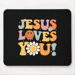 Groovy Jesus Loves You Kids Women Religious Faith  Mouse Mat