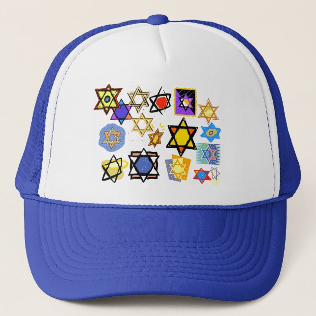 Groovy Jewish Stars Happy Hannukah! Trucker Hat (Front)
