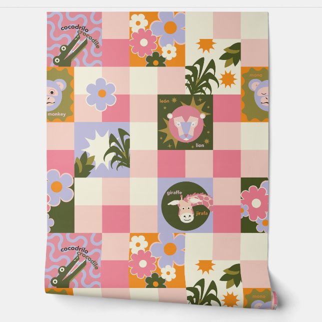 Groovy Jungle Nursery Tiled Wallpaper (Unrolling)