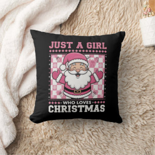 Groovy Just A Girl Who Loves Christmas Xmas Santa Cushion
