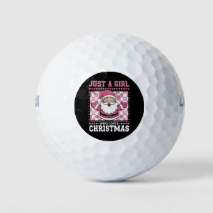 Groovy Just A Girl Who Loves Christmas Xmas Santa  Golf Balls