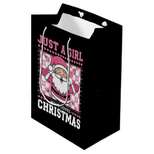 Groovy Just A Girl Who Loves Christmas Xmas Santa  Medium Gift Bag