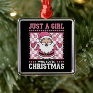 Groovy Just A Girl Who Loves Christmas Xmas Santa  Metal Tree Decoration