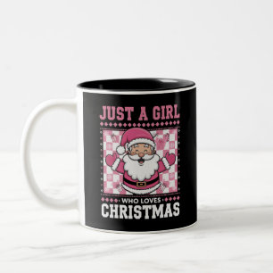 Groovy Just A Girl Who Loves Christmas Xmas Santa  Two-Tone Coffee Mug