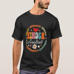 Groovy Kinder Assistant Teacher First Day Of Schoo T-Shirt