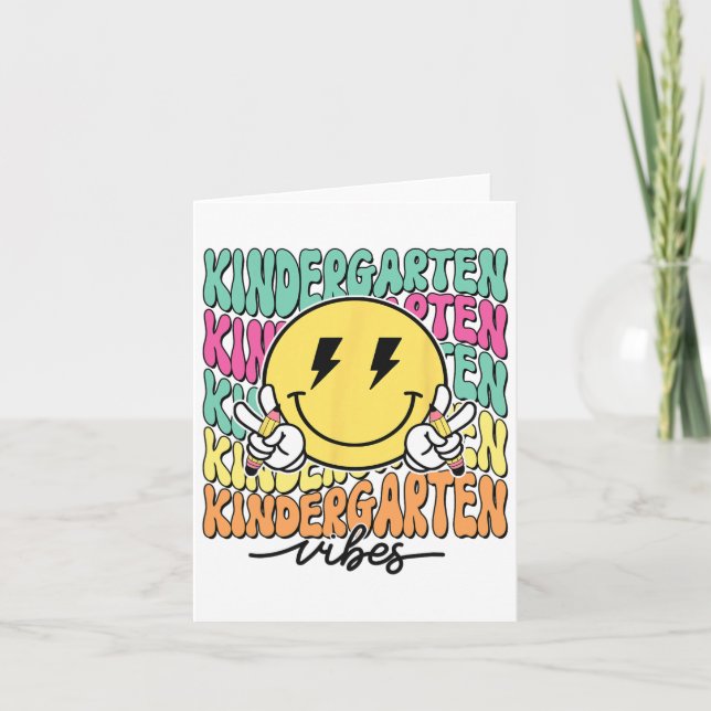 Groovy Kindergarten For Girls Boys Teacher Back To Card (Front)