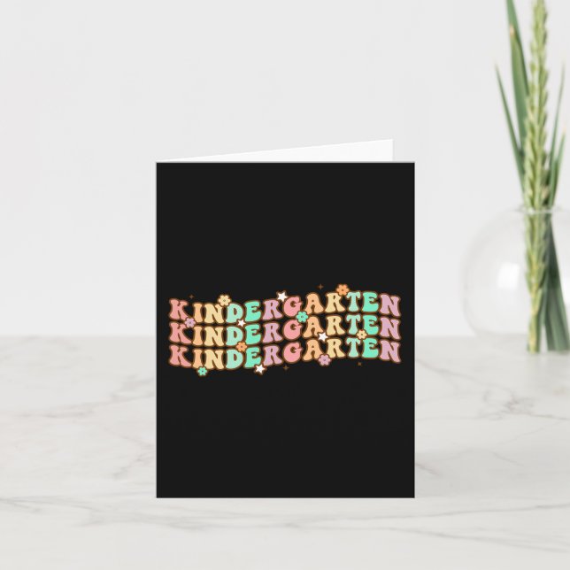 Groovy Kindergarten Vibes Face Retro Teachers Back Card (Front)