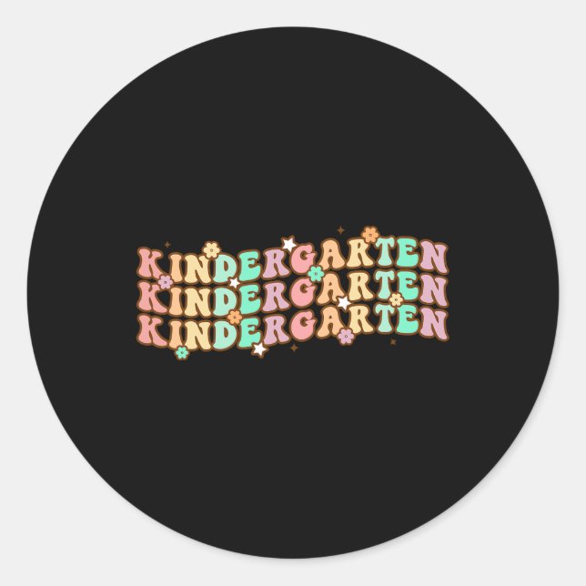 Groovy Kindergarten Vibes Face Retro Teachers Back Classic Round Sticker (Front)