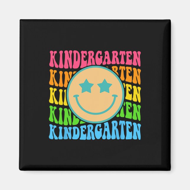 Groovy Kindergarten Vibes Face Retro Teachers Back Magnet (Front)