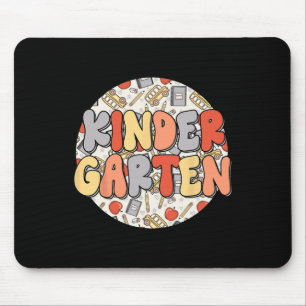 Groovy Kindergarten Vibes Retro Teachers Kids Back Mouse Mat