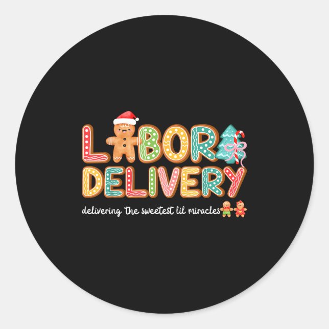 Groovy Labor And Delivery Christmas L&amp;d Nurse  Classic Round Sticker (Front)