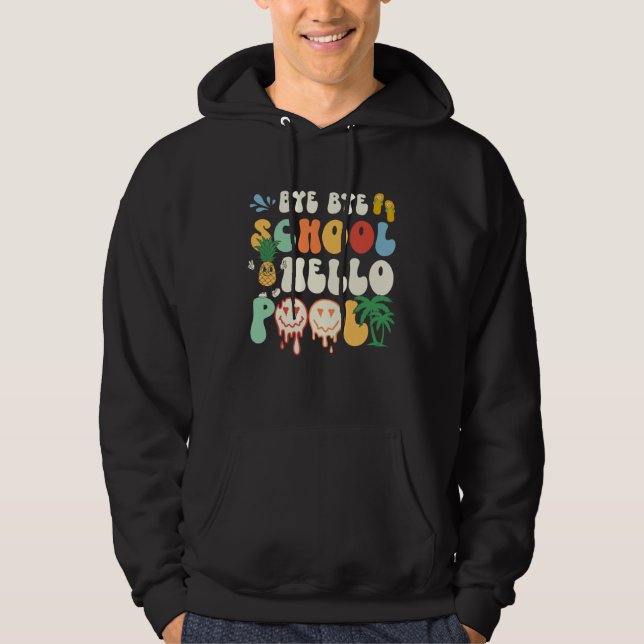 Groovy Last Day Of School Hello Summer Teacher Kid Hoodie (Front)