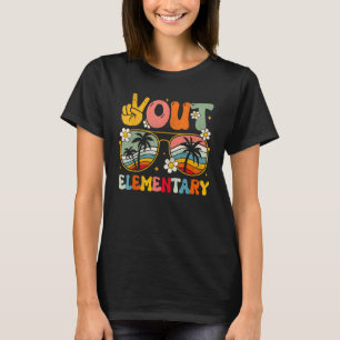 Groovy Last Day of School Peace Out Elementary Tea T-Shirt