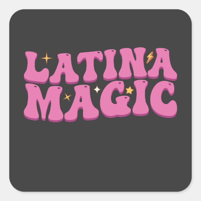 Groovy Latina Magic Cute Pink Square Sticker (Front)