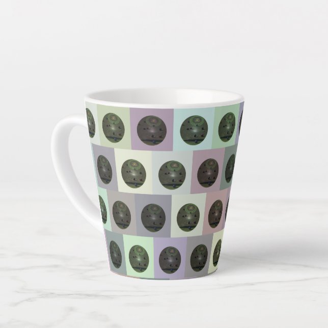Groovy Lawn Bowls Design, Latte Mug (Left Angle)