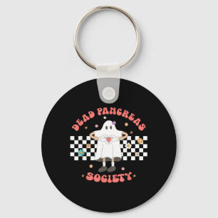 Groovy Lazy Pancreas Club Funny Ghost Diabetes Key Ring