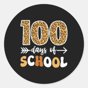 Groovy Leopard 100th Day Of School Teacher Kids 10 Classic Round Sticker