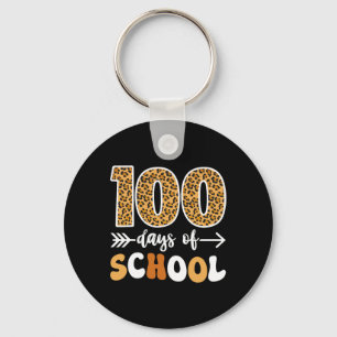 Groovy Leopard 100th Day Of School Teacher Kids 10 Key Ring