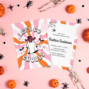 Groovy Let's Go Ghouls Bachelorette Invitation