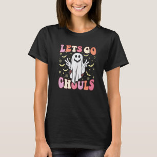 Groovy Let's Go Ghouls Floral Ghost Hippie Hallowe T-Shirt