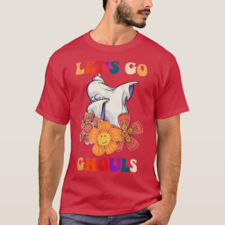 Groovy Let's Go Ghouls Floral Ghost Hippie Hallowe T-Shirt