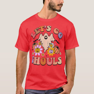 Groovy Let's Go Ghouls Floral Ghost Hippie Hallowe T-Shirt