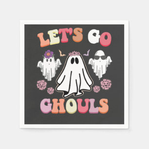 Groovy Let's Go Ghouls Halloween Ghost Retro Napkin