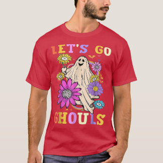 Groovy Let's Go Ghouls Retro Floral Ghost Costume  T-Shirt