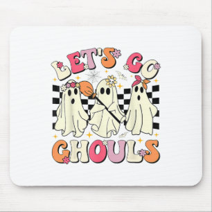 Groovy Let's Go Ghouls Retro Halloween Ghost Women Mouse Mat