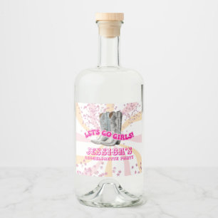 Groovy Let's Go Girls Western Bachelorette Party Liquor Bottle Label