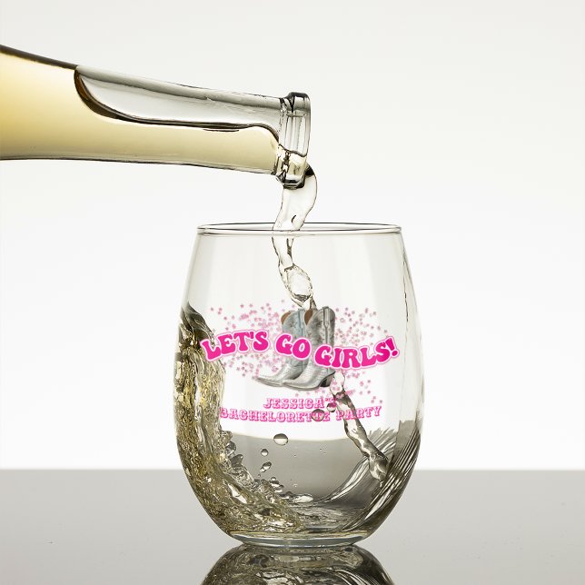 Groovy Let's Go Girls Western Bachelorette Party Stemless Wine Glass (Creator Uploaded)