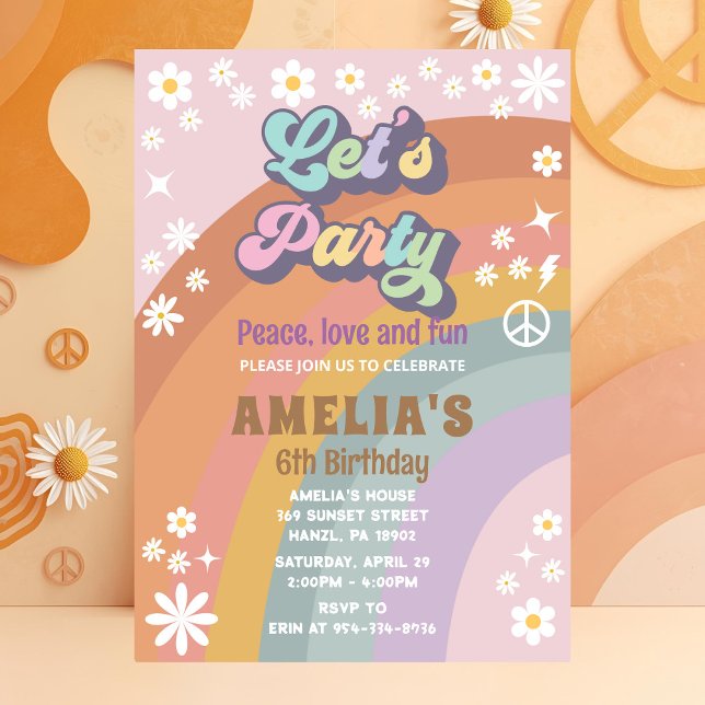 Groovy let's party birthday invitation (Creator Uploaded)