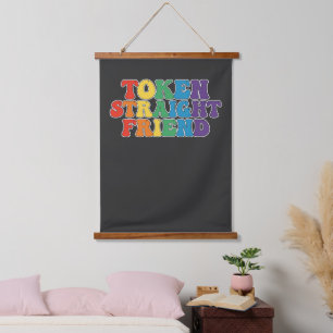 Groovy LGBT Pride Token Straight Friend Hanging Tapestry