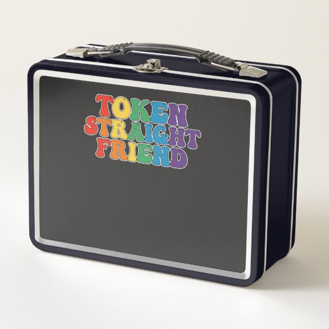Groovy LGBT Pride Token Straight Friend Metal Lunch Box (Front)