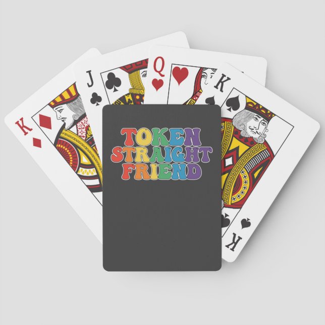 Groovy LGBT Pride Token Straight Friend Playing Cards (Back)