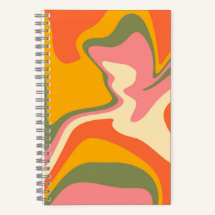 Groovy Liquified Marble Retro 60s Vintage Car Notebook