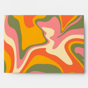 Groovy Liquified Marble Retro 60s Vintage Orange Envelope