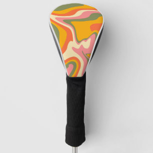 Groovy Liquified Marble Retro 60s Vintage Party  Golf Head Cover