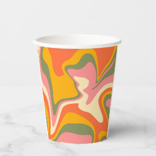 Groovy Liquified Marble Retro 60s Vintage Party Paper Cups